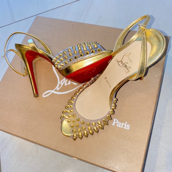 Christian Louboutin Shoes - CHRISTIAN LOUBOUTIN Gold Studs PVC Heels *NEW*